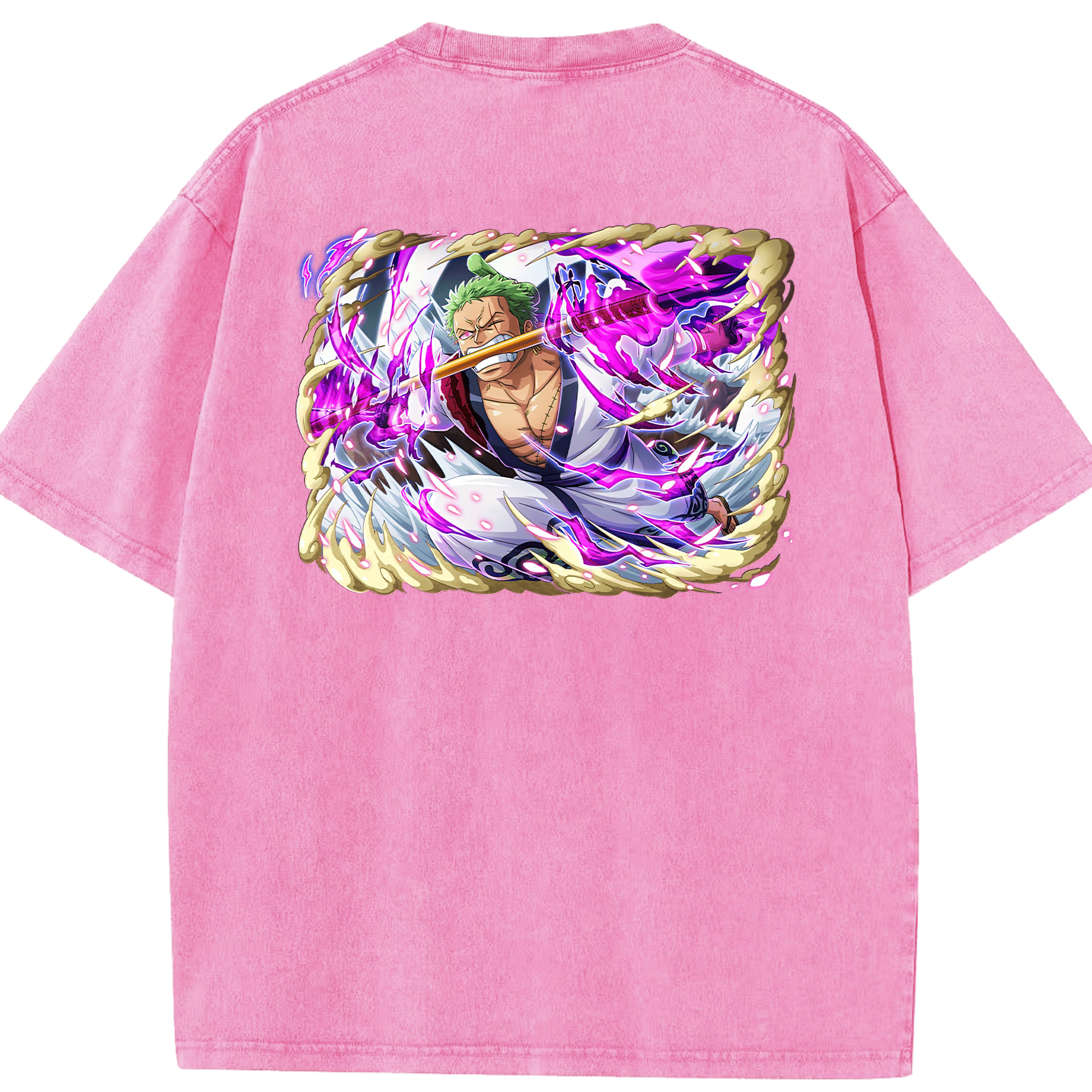 ワンピース ロロノア・ゾロ ONE PIECE Roronoa Zoro 綿100% ヴィンテージ風 半袖Tシャツ（背面プリント）